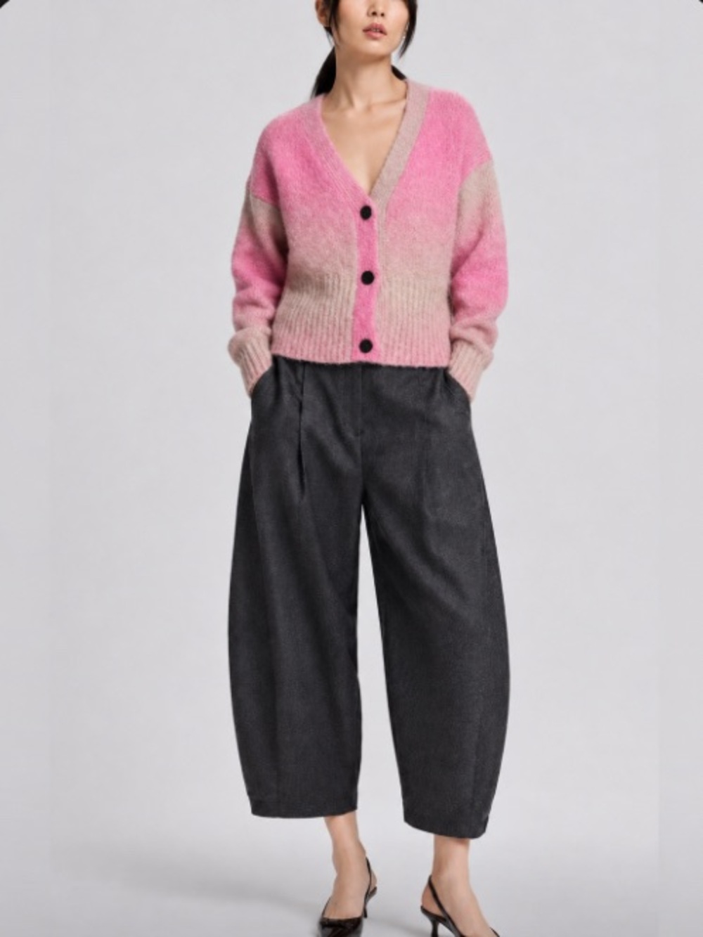 HUGO Sorellety Pink Ombré Alpaca-Blend Cardigan XL